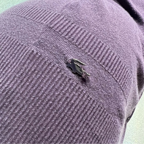 Lacoste cardigan purple pink button up logo silver emblem preppy cute vintage - Picture 7 of 7